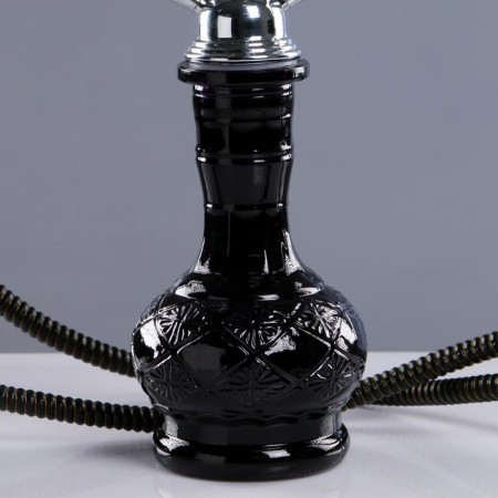 Hookah Silent Night, 50 cm, 2 tubes, black flask, shaft chrome-1