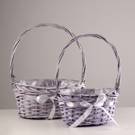 A set of wicker baskets, 2 pcs, 32x22x15x44 cm, lilac-1