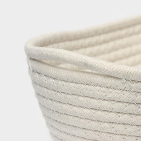 Basket for storage ladled handmade LadoM "Vera", cotton, 28 × 16 × 10 cm, white color-3