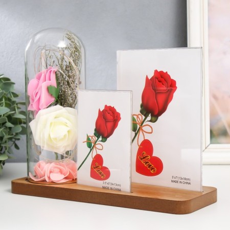 Photo frame in 2 photos 9x13, 13x18 cm with a backlight "Rosa in the flask" USB 9x25x20.5 cm-3