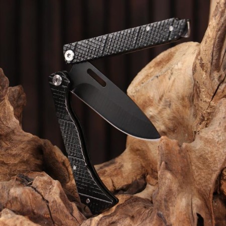Bow Know "Master K", blade 7.3cm, black, hilt of scales with stripes of 8.5cm,-7