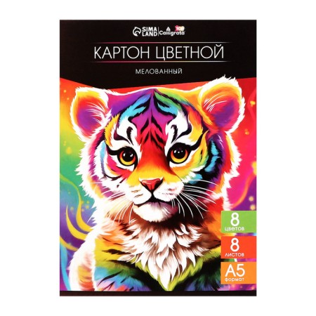 Cardboard color A5, 8 sheets 8 colors, coated 230 g/m2-1
