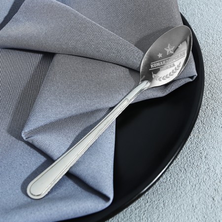 A teaspoon spoon with an engraving “Commander spoon”, on a gift card, 3 x 14 cm.-6
