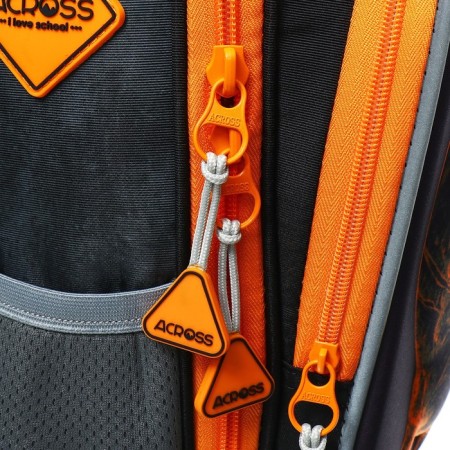 School backpack 37 x 28 x 13cm, ergonomic back, Across 557, + bag, black/orange-8