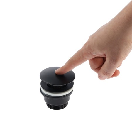 Bottom valve ACCOONA A482F, 1 1/4 ", button, black-3
