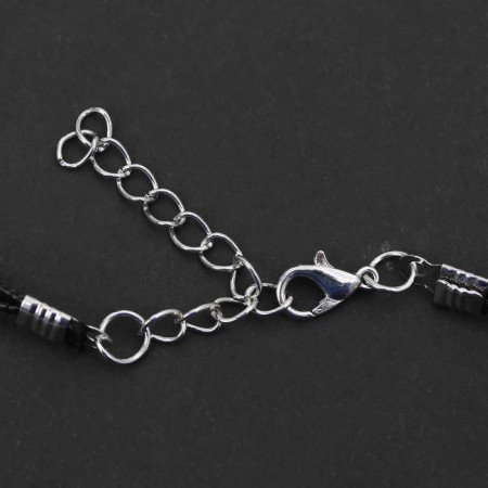 Choker “double” with a thread, the heart of the graph, white-black color in silver, l = 40 cm-1