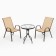 Set of garden furniture: table + 2 stools, beige, textile