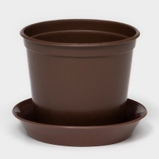 Flower pot with a pallet, 800 ml, brown color, chick shade