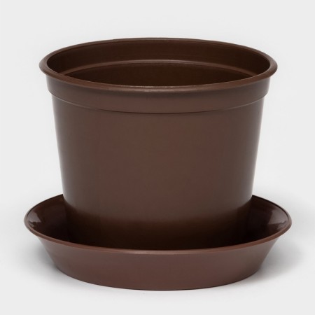 Flower pot with a pallet, 800 ml, brown color, chick shade