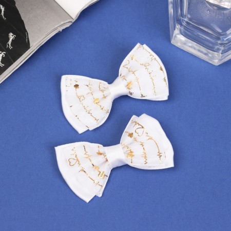Hair clip "Bow Vivian" (set 2 pcs) tenderness, 6.5 cm, white