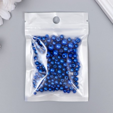 Beads for creativity plastic "Round. Deep blue" d = 3-8 mm, set 10 grams-2