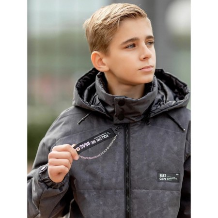 Park jacket for a boy, height 128 cm, color black graphite-5