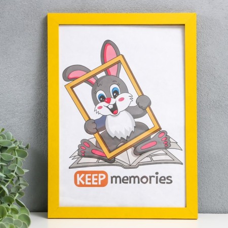 Photo frame MDF 21x30 cm, No. 6, width 18 mm, thickness 12 mm, yellow (plastic screen)