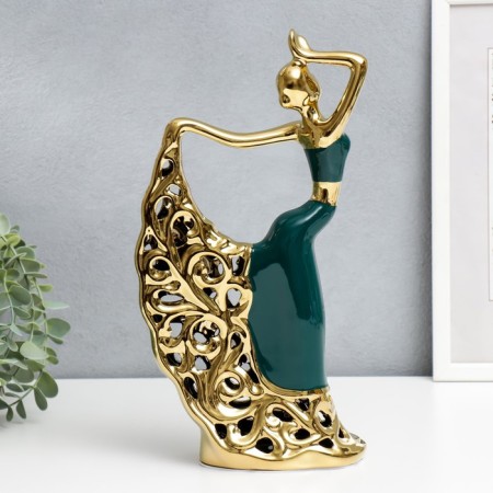 Souvenir Ceramics "Dance Carmen" dark green with gold 31x17 cm-3