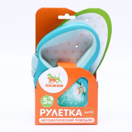 Roulette "Piggon" with a rubberized handle, 5 m, up to 25 kg, cable, turquoise-green-4