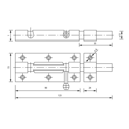 Door valve, 90 mm on the base, galvanized-1
