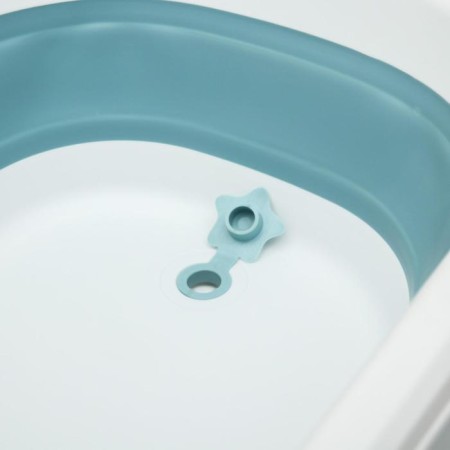 Bath Bath Folding with a drain, 75 cm., White/blue color-2