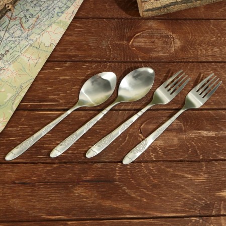 Tourist set of dishes "Nature calls", 2 plates, 2 spoons, 2 forks-3