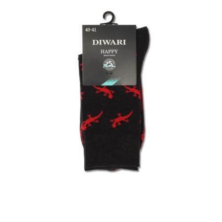 Men's cotton socks diwari happy "lizards", size 29, color black-4