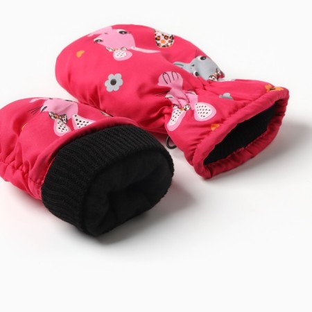 Mittens of winter children's minku, raspberry color, 18cm-2