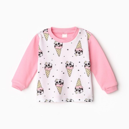 Longsliv, pink/panda, height 68 cm