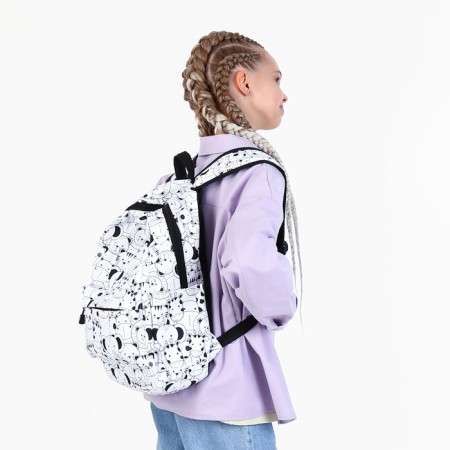 Youth backpack from lightning textiles, external pocket, penalty, white color-7