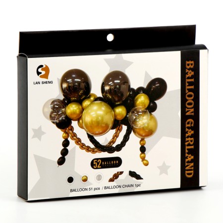 Set for creating compositions from balloons, set of 52 pcs., Black, gold, transparent-1