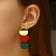 Azelia metal earrings curved circles, red-green color in gold