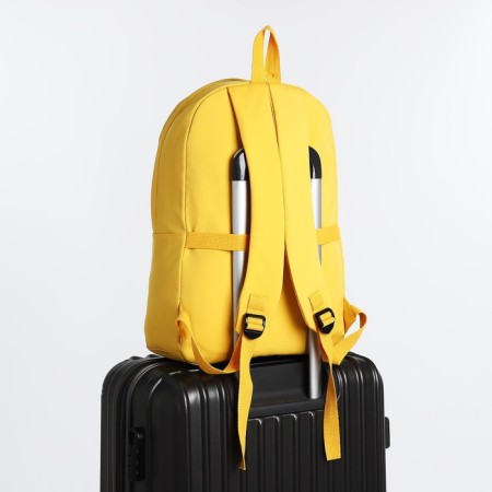 School backpack of textiles on lightning, Fulldorn, 3 pockets, yellow color-6