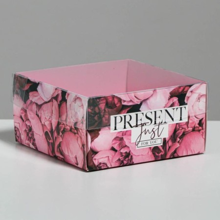 Bearbox under the gentor with PVC lid, confectionery packaging "Present", 12 x 6 x 11.5 cm