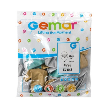 Shar Latex 14 "Happy Birthday" Chrome, set 25 pcs.-1