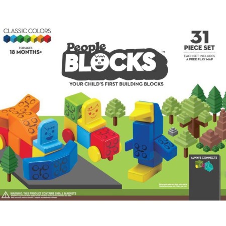 PEOPLE BLOCKS cubes set, 31 pcs. + game rug