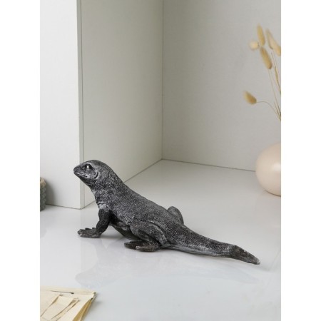 Figure "Varan", polystone, 14 cm, silver color-1