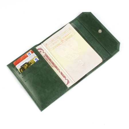 Cover for a passport on a button, 5 pockets, malachite cracker-1