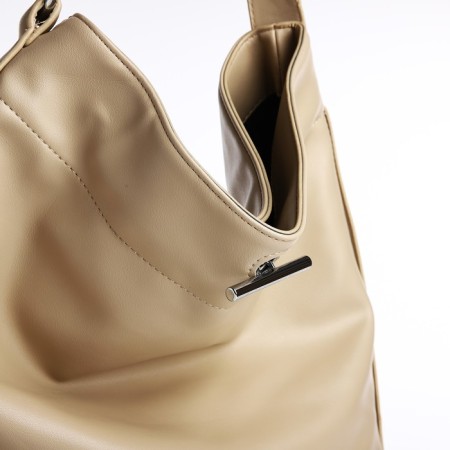 Shoper bag on fasting, beige color-2