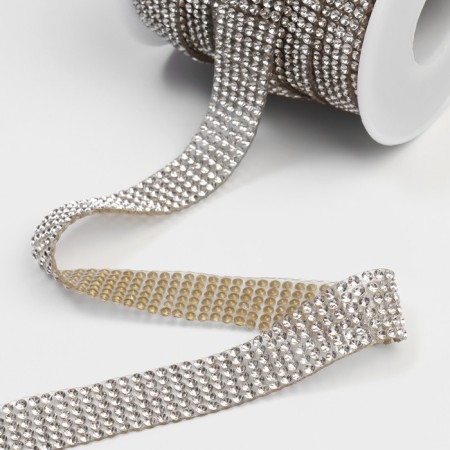 Thermocleic rhinestones, width - 15 mm, 4.5 ± 0.5 m, silver color-1