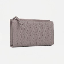 Women's wallet on the button, gray color