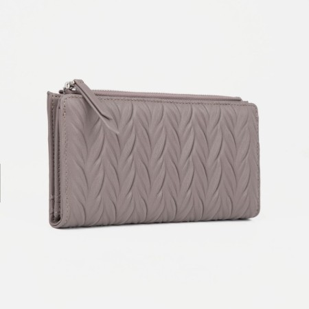 Women's wallet on the button, gray color