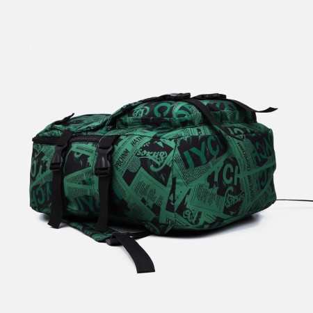 Young backpack from textiles on lightning, 3 pockets, green color-2