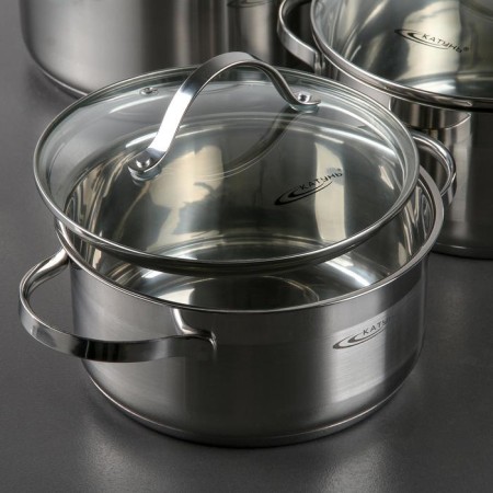Set of pan "Alta", 3 subjects: 2.2 l, 3.2 l, 4.2 l, glass covers, induction-1