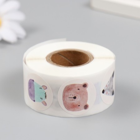 Stick Paper "Watercolor Beasts" d = 2.5 cm 500 pcs in a roll 3x6.5x6.5 cm-2