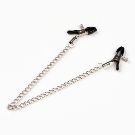 BDSM Assessoir Okopoki, clamps for nipples with a chain, metal, black