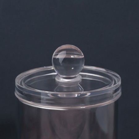 Organizer for storing cotton sticks and disks, with a lid, 3 sections, in a cardboard box, a transparent color-8