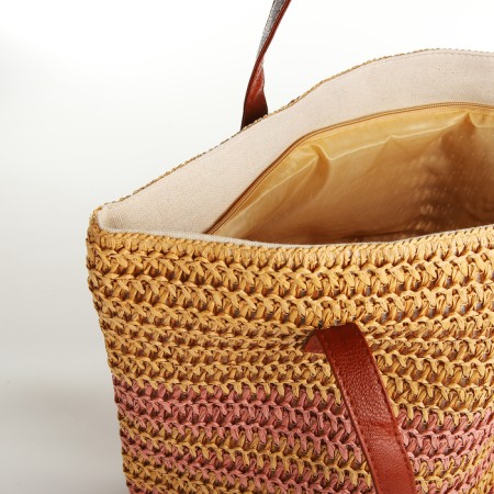 Bag beach on lightning, beige color/pink-3