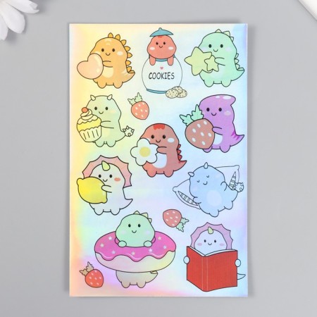Holographic stickers (stickers) "Dinosaurs" 10x15 cm, 5-223