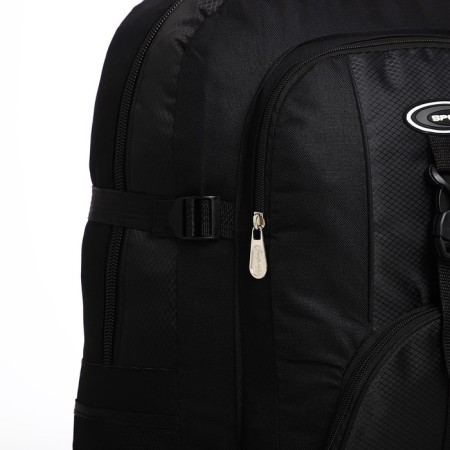 Tourist backpack on lightning, with an increase, 5 outer pockets, black color-7