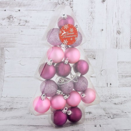 Set of balls plastic D-4 cm, 17 pcs "Glamor Assorted" Pink violet-1