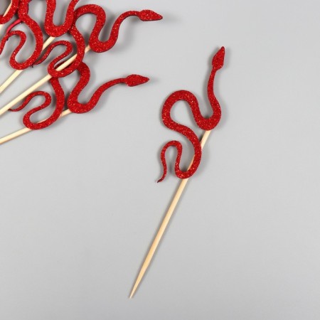 Decor for creativity "Red Snake" 12.5 cm (set 6 pcs)