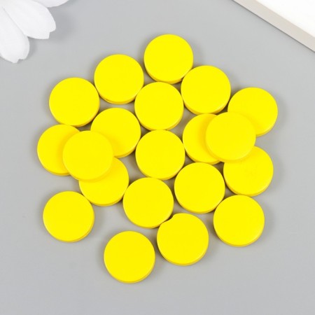 Beads for creativity wood "flat circle" set 20 pcs yellow 0.4x1.5x1.5 cm-2