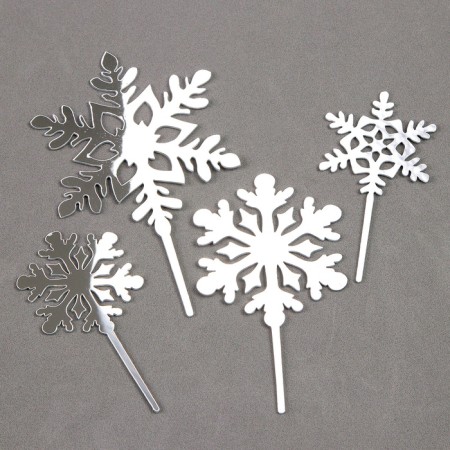 Set for decorating the cake "Snowflakes", 4 pcs., Silver color-1